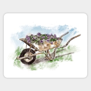 Antique wheelbarrow print Magnet